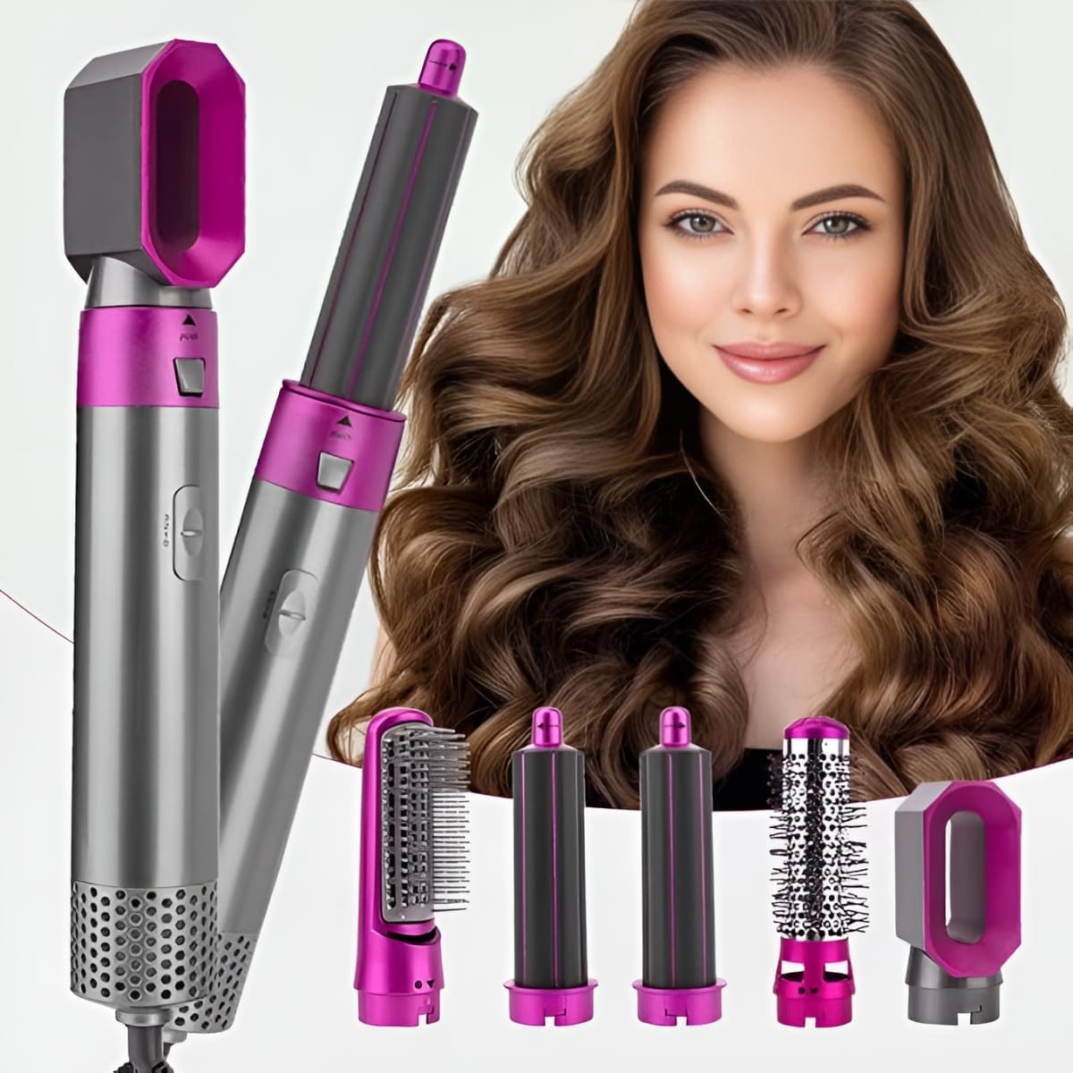 The Best 5-in-1 Hair Dryer & Styler Brush Set - Professional Hair Curler, Straightener, Comb & Detangler | Fast Drying, Styling, Curling, Straightening & Volumizing