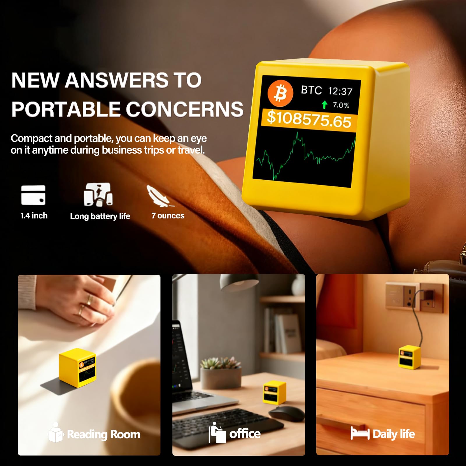 Bitcoin Ticker - Crypto Price Display Ticker for Top 1,000 Coins, Office  and Home Uses Wi-Fi, 1.54