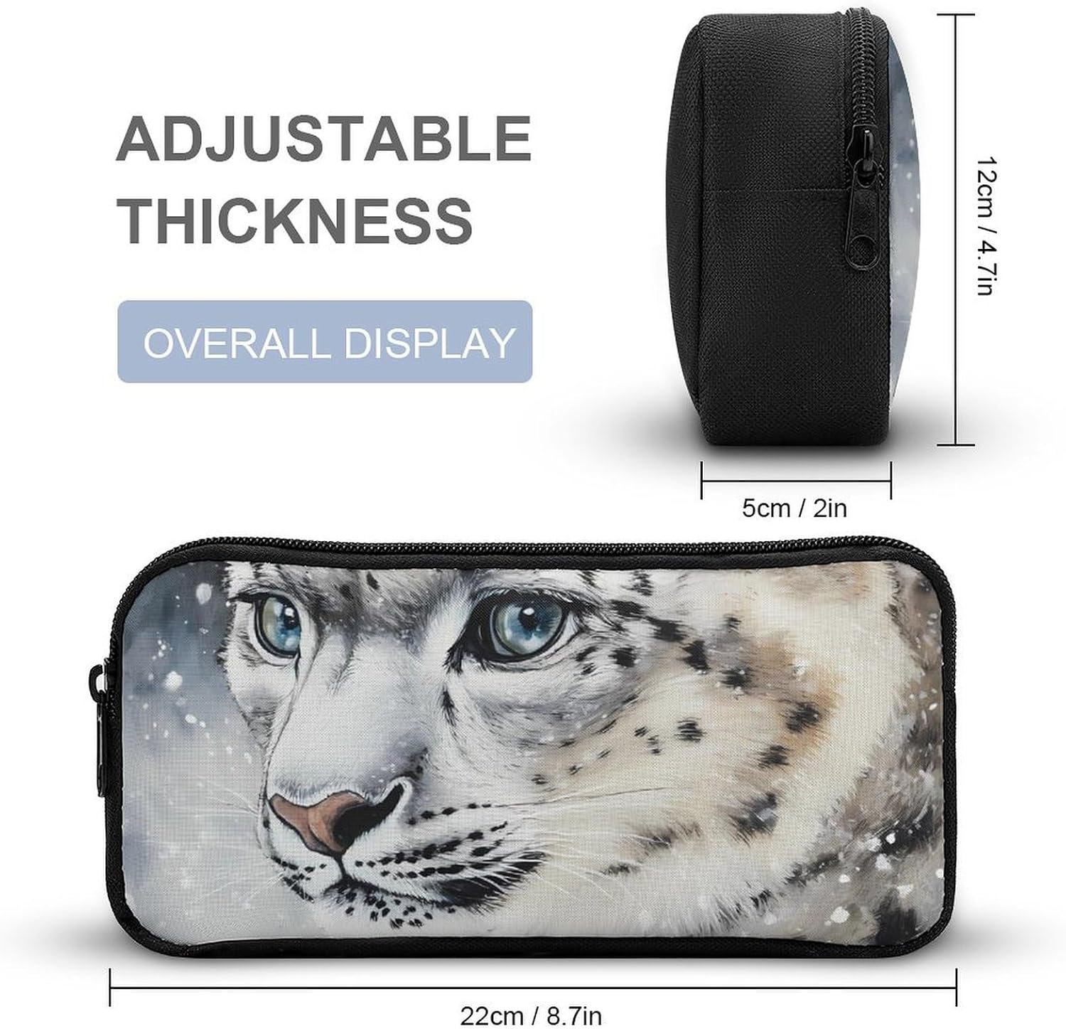 Snowy Leopard Travel Cosmetic Bag Makeup Bag image 2