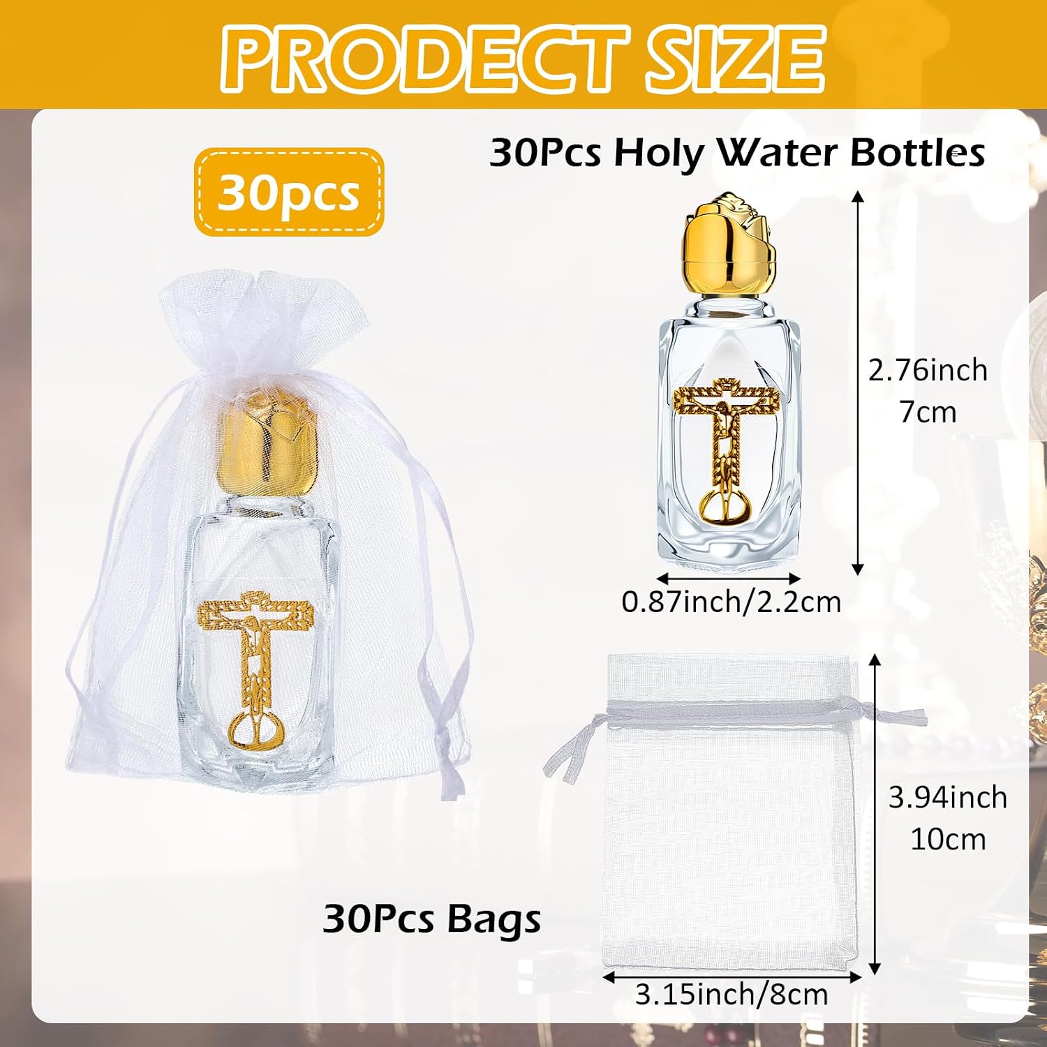 30 Set Small Holy Water Glass Bottles Bulk, Catholic