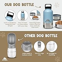 Vista 2 de MurphyBlue Botella de agua para perros 32 onzas de acero inoxidable aislado de capacidad, tapa con mosquetón integrado, cuencos desmontables