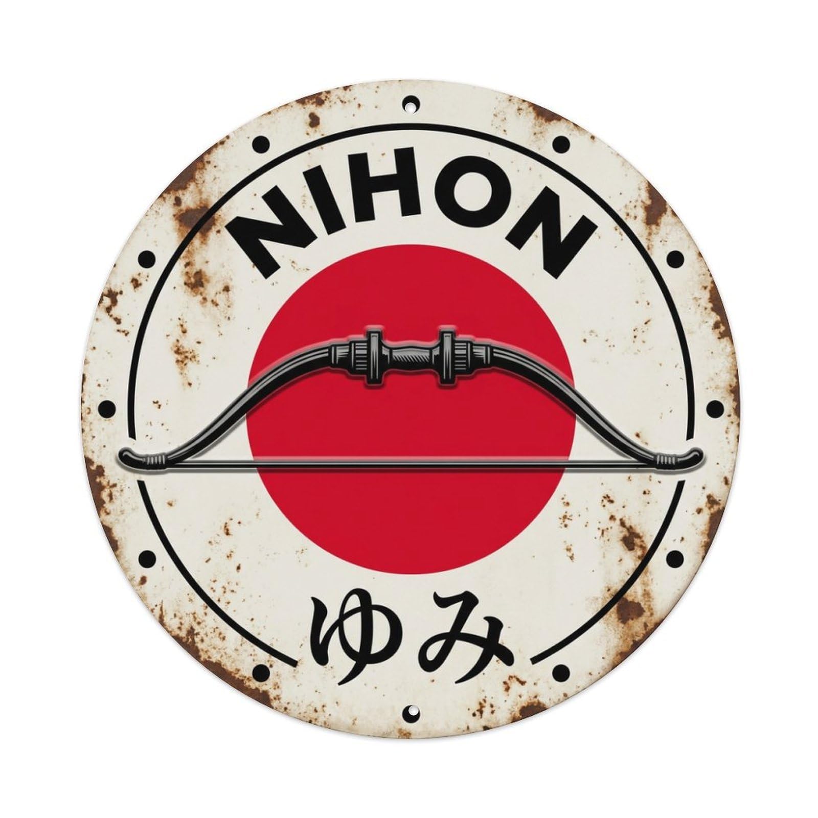 Galvaxio Style Yumi Bow Nihon Longbow Archery Aged Metal Tin Sign