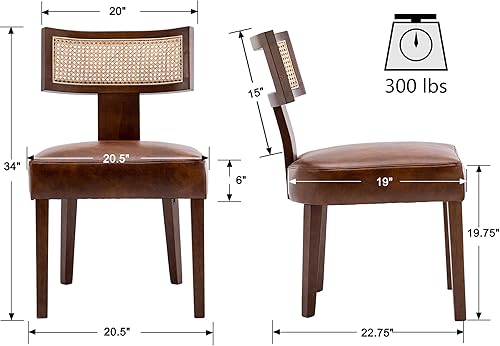 Miniatura 4 de VESCASA Sillas de comedor tapizadas de piel sintética con patas de madera, sillas de comedor acolchadas de poliuretano con respaldo abierto curvado