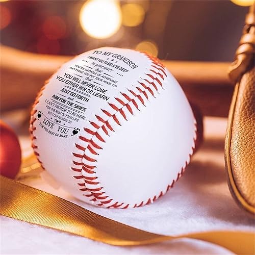 Miniatura 5 de TUNKENCE Pelotas de béisbol motivacionales con texto en inglés To My Grandson You Will Never Lose impresas personalizadas para jugadores de