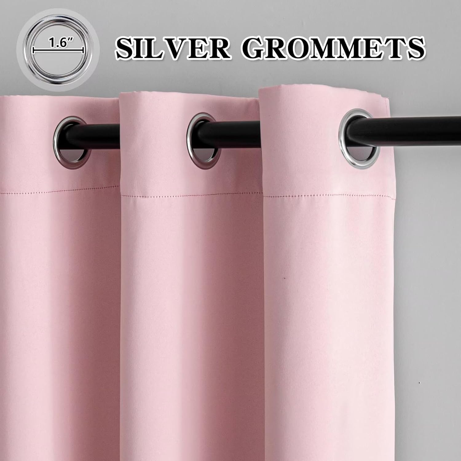 Blush Pink Curtains 84 Inch Length 2 Panels Set, Light Filtering Curtains for Living Room 84 Inch Long, Grommet Energy Saving Semi Sheer Drapes for Bedroom Window(W52 x L84)