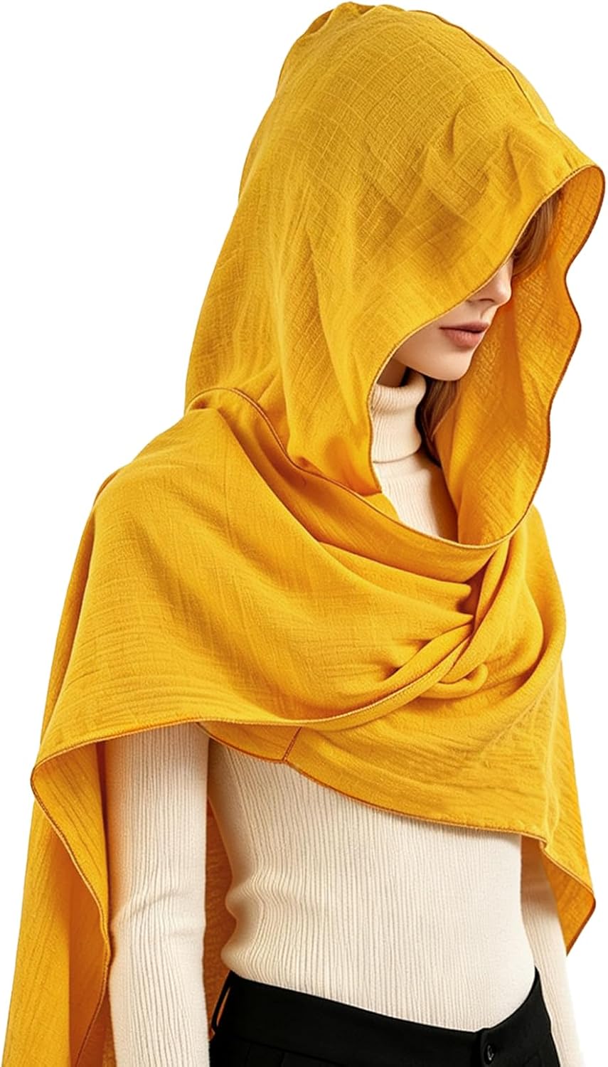 Medieval Hooded Cape Scarf for Women Men Goth CostumeHalloween Cosplay | Multifunctional Hooded Cowl,Linen Cotton Cowl Hood