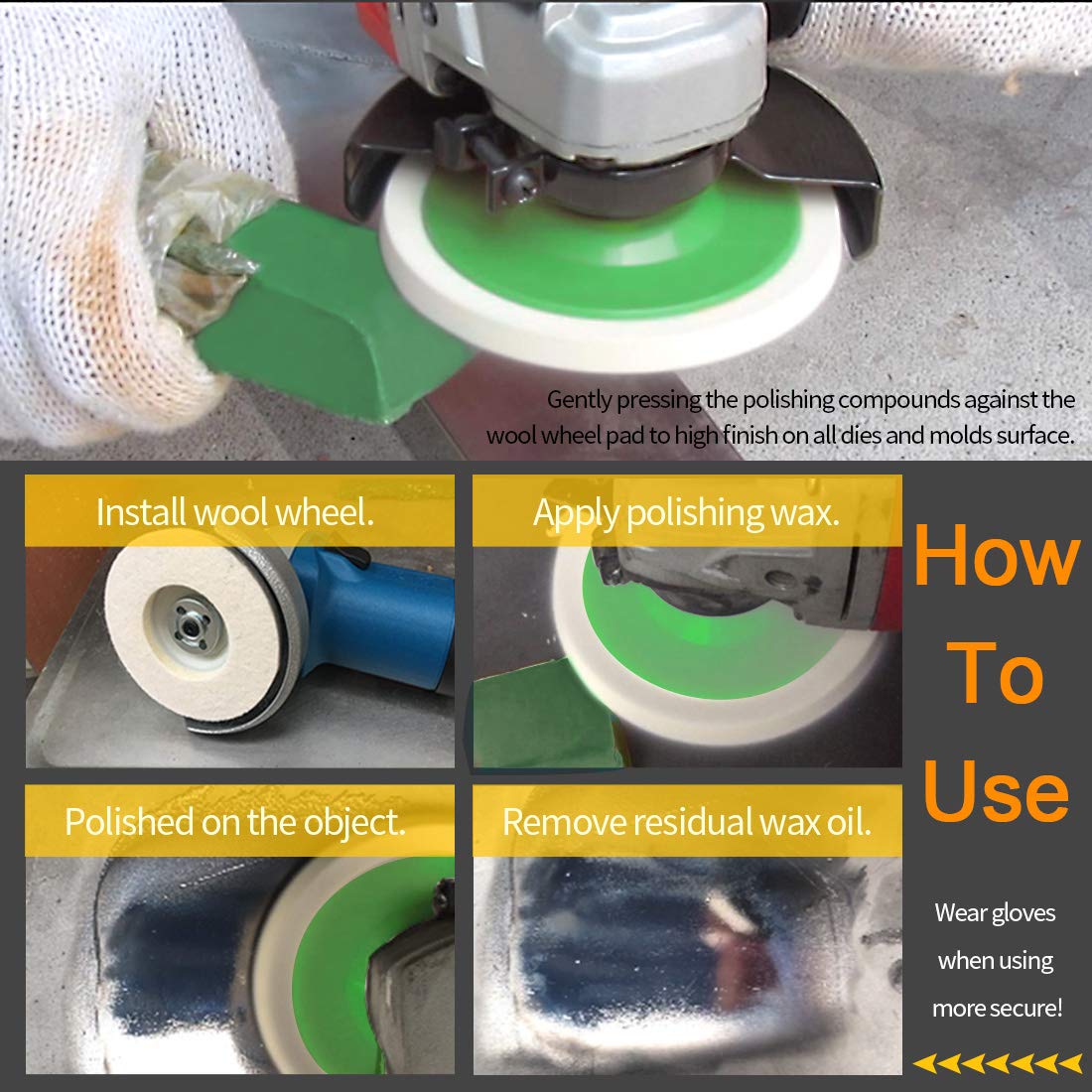 Polishing Wheel Kit - 13 Pcs Buffing Wheels & Compounds -6