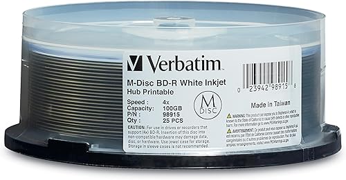 Miniatura 5 de Verbatim M DISC BDXL 100 GB 6X con superficie de marca en blanco Blu-Ray grabable Media  Paquete de 5 cajas de joyas, azul