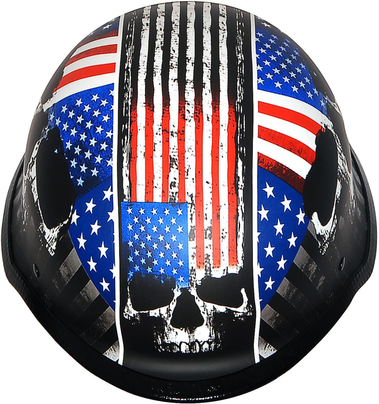 1Storm Novelty Motorcycle Half Face Helmet Open German Style DOT Approved: HKY602 Flag Skull