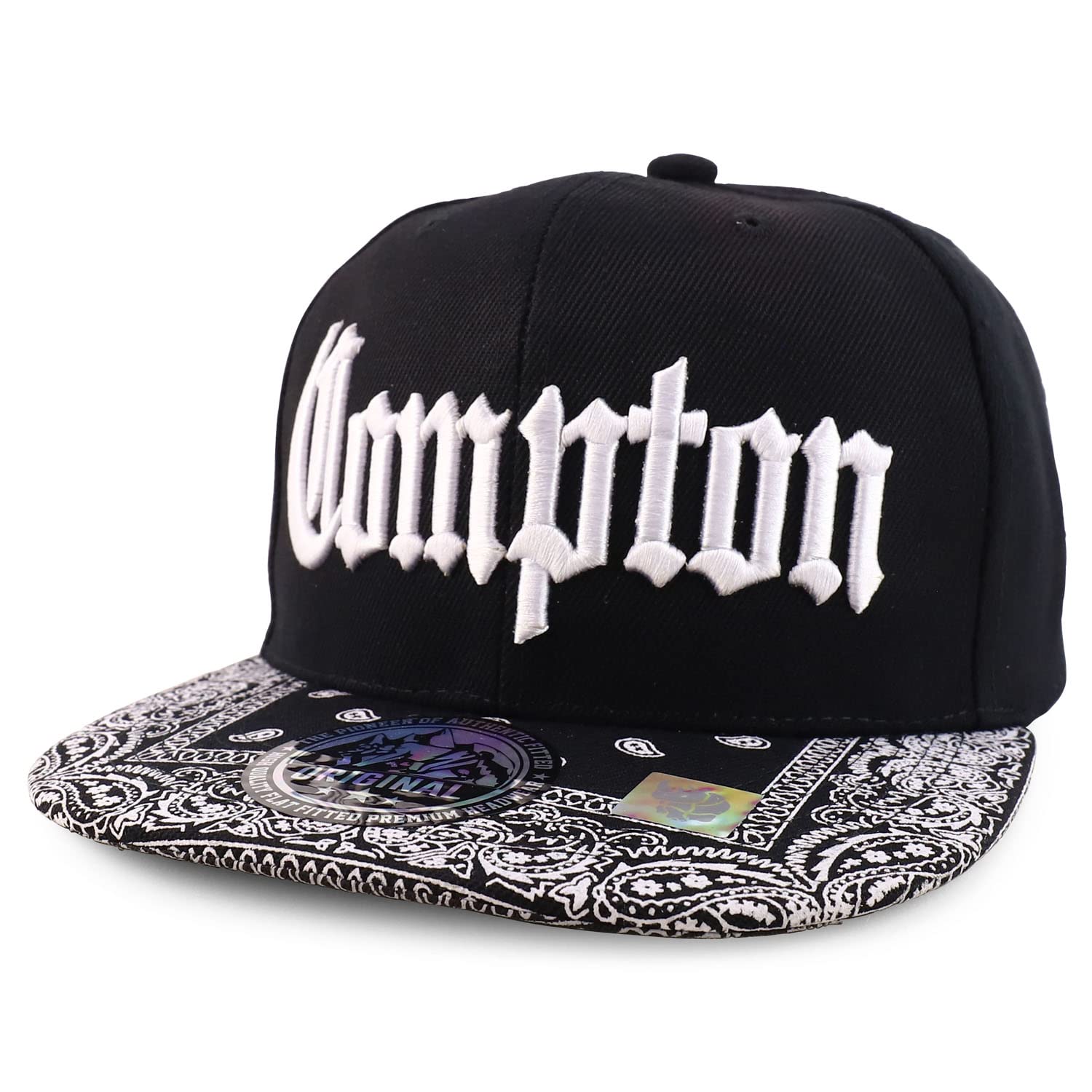 Compton Old English Font Embroidered Bandana Flatbill Cap