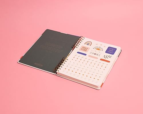 Miniatura 7 de DesignWorks Ink Cuaderno de atención plena en espiral, diario de gratitud y bienestar, agenda diaria sin fecha con calcomanías de indicaciones de