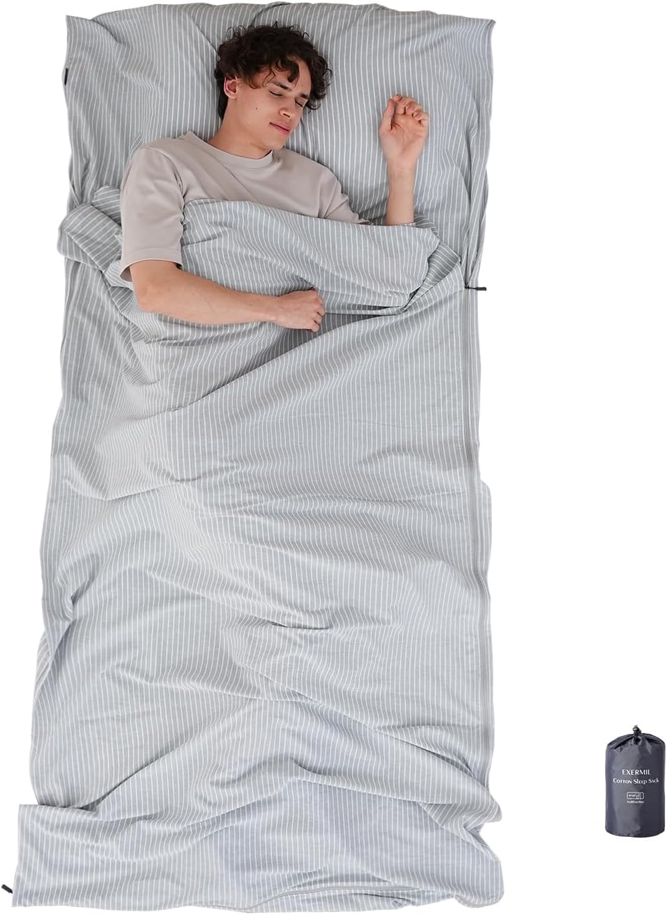 100% Cotton Sleeping Bag Liner with Full Length Zipper on 3 Sides; Single/Double Adult Sleep Sack for Travel & Camping, Multifunctional Travel Sheets (Unzipped 87”x87”) for Hotel, Lightweight