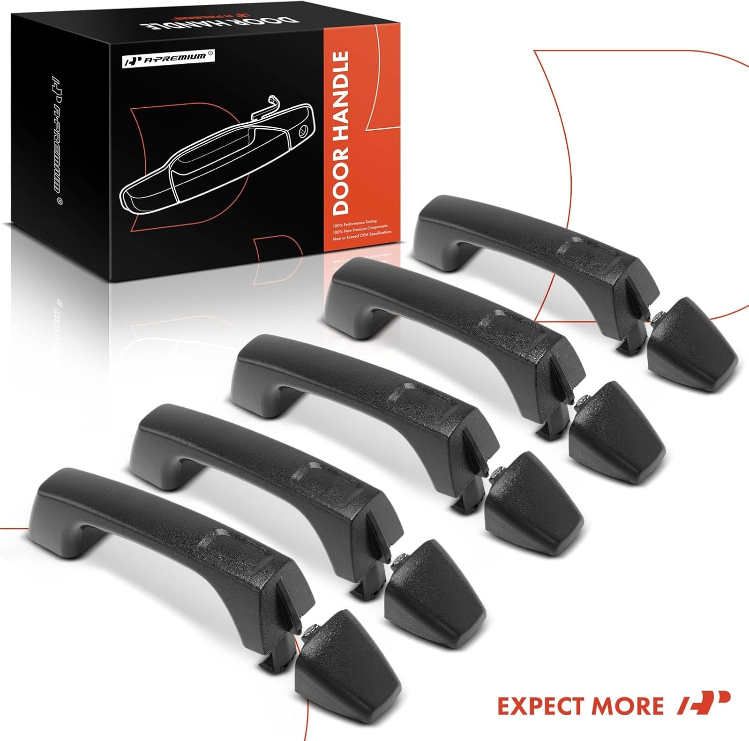 A-Premium Outside Exterior Door Handles Compatible with Hummer H3 2006 2007 2008 2009 2010, Textured Black, 5-PC Set, Front and Rear and Cargo