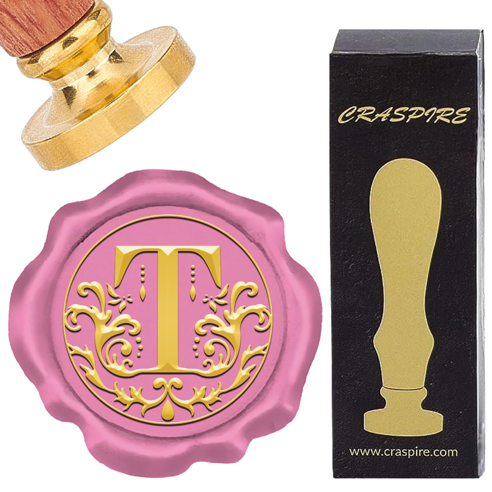Timbro Sigillo Di Cera Lettera F - Testa In Ottone 25mm Con Manico In Legno - Per Inviti Matrimoni E Regali
