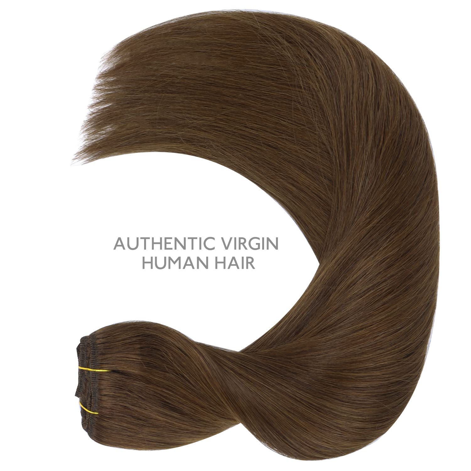 WENNALIFE Extension con clip in capelli veri, 80 g, 5 pezzi, 50 cm, colore marrone cioccolato