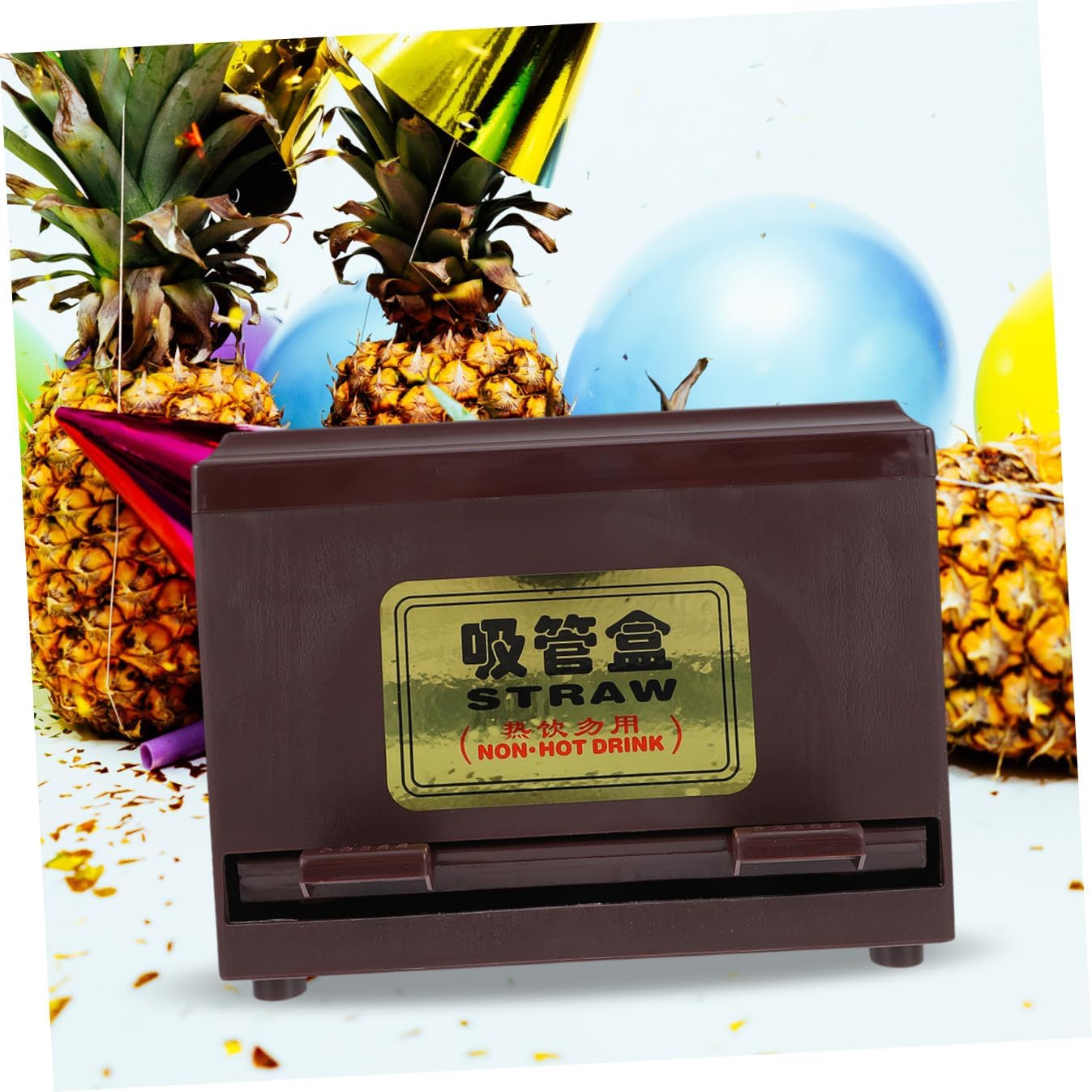 Plastic Straw Dispenser Box with Adjustable Outlet, Press Type