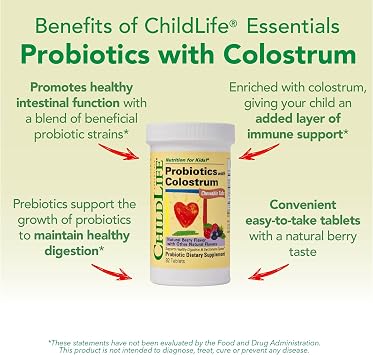 ChildLife Essentials ChildBiotics with Colostrum Probiotics, 92 Tablets