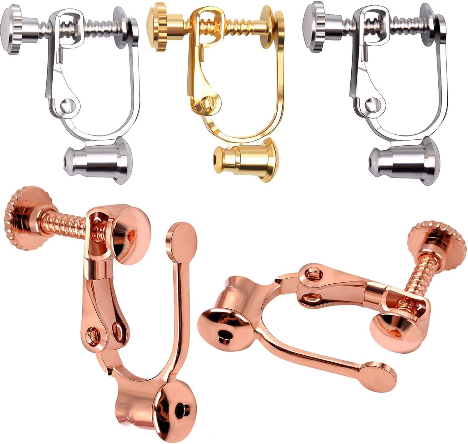 Aylifu 16 Pieces Clip-on Earring Converter Set, Screw Type Earring Converters, Non-Pierced Ears Jewellery Making - 4 Colors