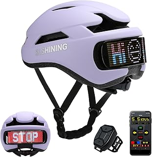 TMEOIIPY Intelligenter App-programmierbarer Fahrradhelm mit Rückseitigem LED-Display und USB-Aufladung, Fahrradhelm Erwachsene: Herren, Damen, mit Blinker-Fernbedienung