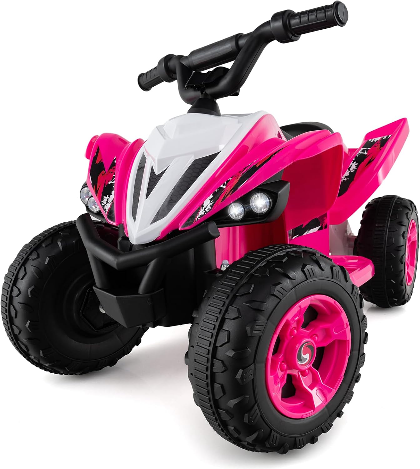 Costzon Kids ATV, 12V 4-Wheeler Quad Electric Vehicle w/ 7 mph Max Speed, 15° Climbing, LED Lights, Music, Wireless Connection, Toddler Ride On ATV Toy, Gift for Boys Girls Aged 3+ (Pink)