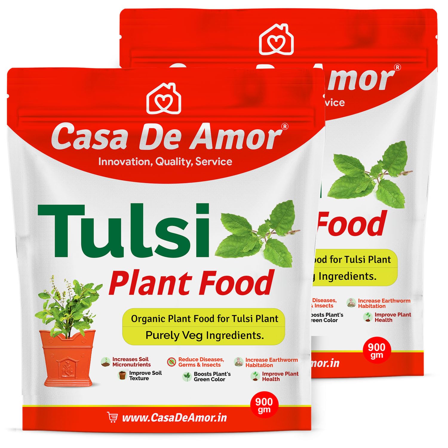 Casa De Amor Organic Tulsi Essential Plant Fertilizer Holy Bisil Plants with Growth Nutrients and Charged Micro-organism for Tulsi Plant in Balcony, Terrace & Home Gardening (1800 gm)
