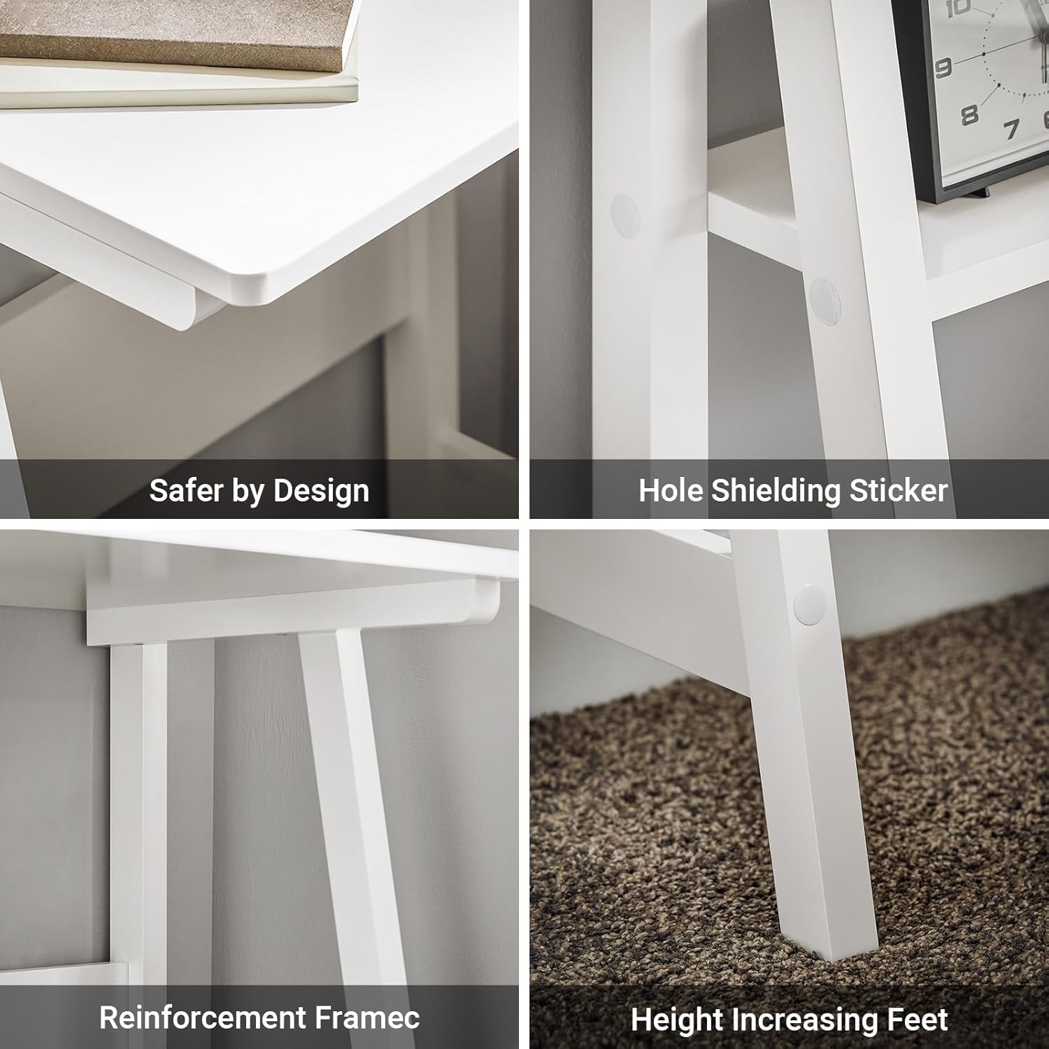 Haotian Ladder Desk with Shelves, Wall Desk for Small Space, Secretary Desk Workstation Dresser Shelf Freestanding Bookshelf, White FRG60-W