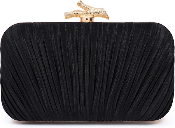 Purses for Women Evening Bag Handbags Formal Pleated Clutch Bag with Chain for Prom Wedding Party Black-tie affairs