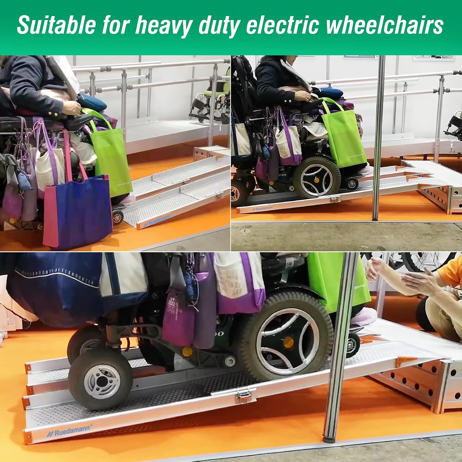 Ruedamann 8FT Surprisingly Sturdy Telescopic Scooter Ramp for Van 11-5/8" Wider per ramp, Super Portable ramp, 800 lbs Capacity ramp for Wheelchair for Home Steps for Electric Wheelchairs, Ebikes