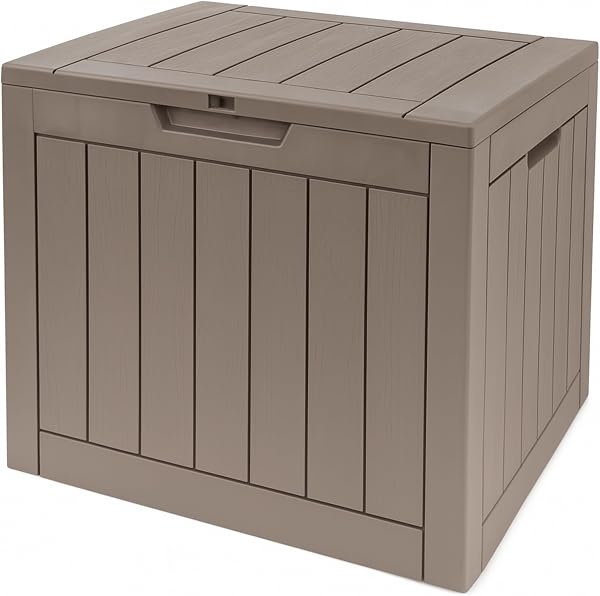 Durabull Outdoor Storage Box, Weather-Resistant Plastic Garden Organiser, Large Capacity Container in Black and Brown, Patio Cushion Storage 120L (Taupe) - 2