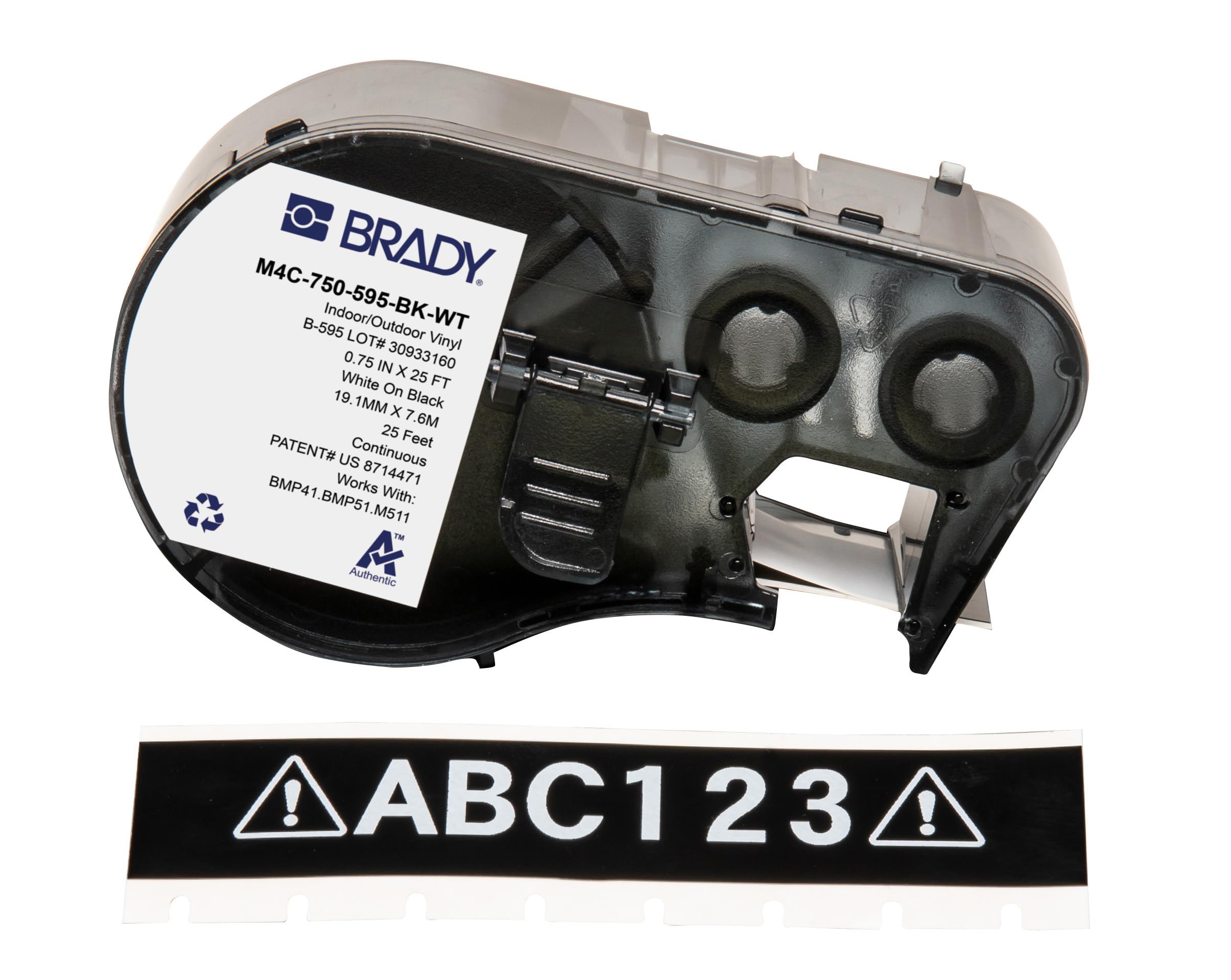 BRADY  (M4C-750-595-BK-WT) õ   0.75ġ WX 25FT   . BMP41 BMP51  M511   