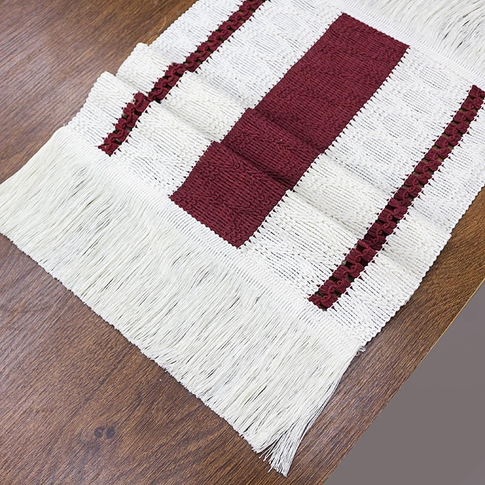 Runner da tavola rustico bohemien, 30 x 180 cm, in cotone, moderno, con nappe, lavabile, per feste, matrimoni e decorazioni da tavola, be | Leroy Merlin
