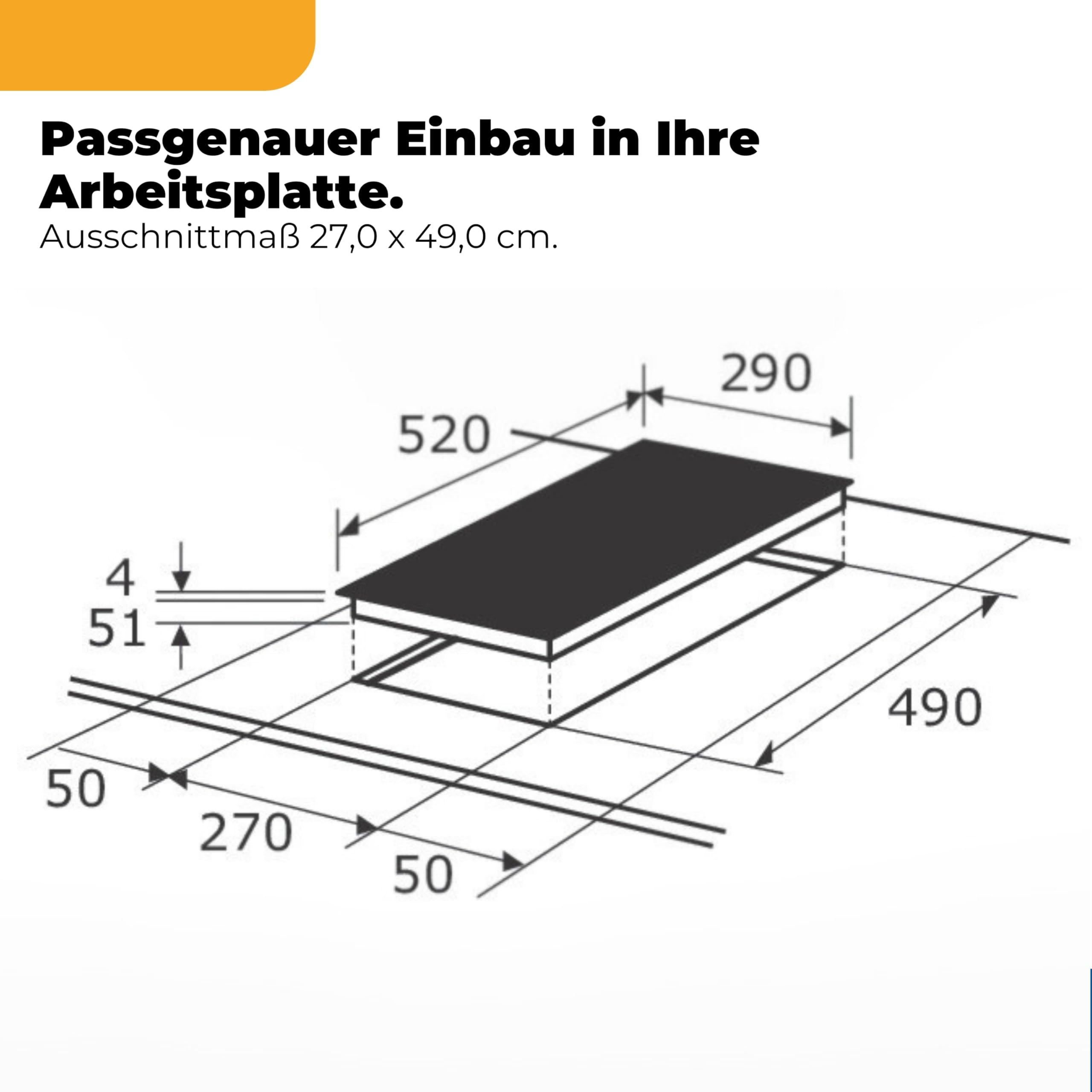 Exquisit Glaskeramik-Kochfeld 2 Zonen Einbau - Touch, Timer, 3000 W | Rahmenlos, flächenbündig, 29 x 52 cm – mit Restwärmeanzeige, Kindersicherung & Überhitzungsschutz