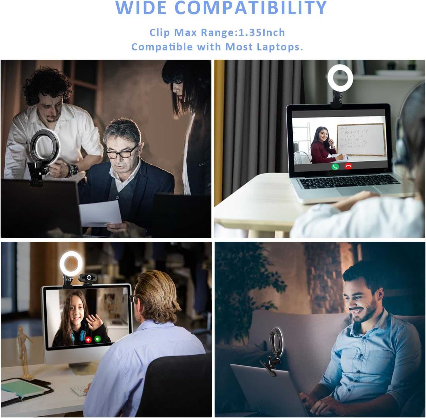 Cyezcor Video Conference Lighting Kit， Clip on Light Reading Lights， Ring Light, 360 ° Flexible Gooseneck Bed Night Light ，Computer Laptop Video Conferencing