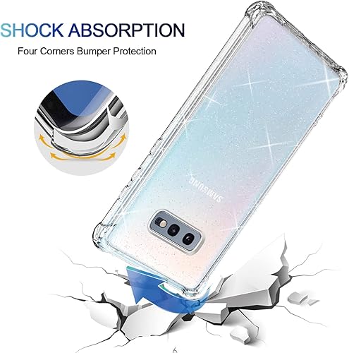 Vista 9 de KIOMY Funda transparente para Samsung Galaxy S10E a prueba de golpes, diseño híbrido, parte trasera de policarbonato duro + cubierta frontal +