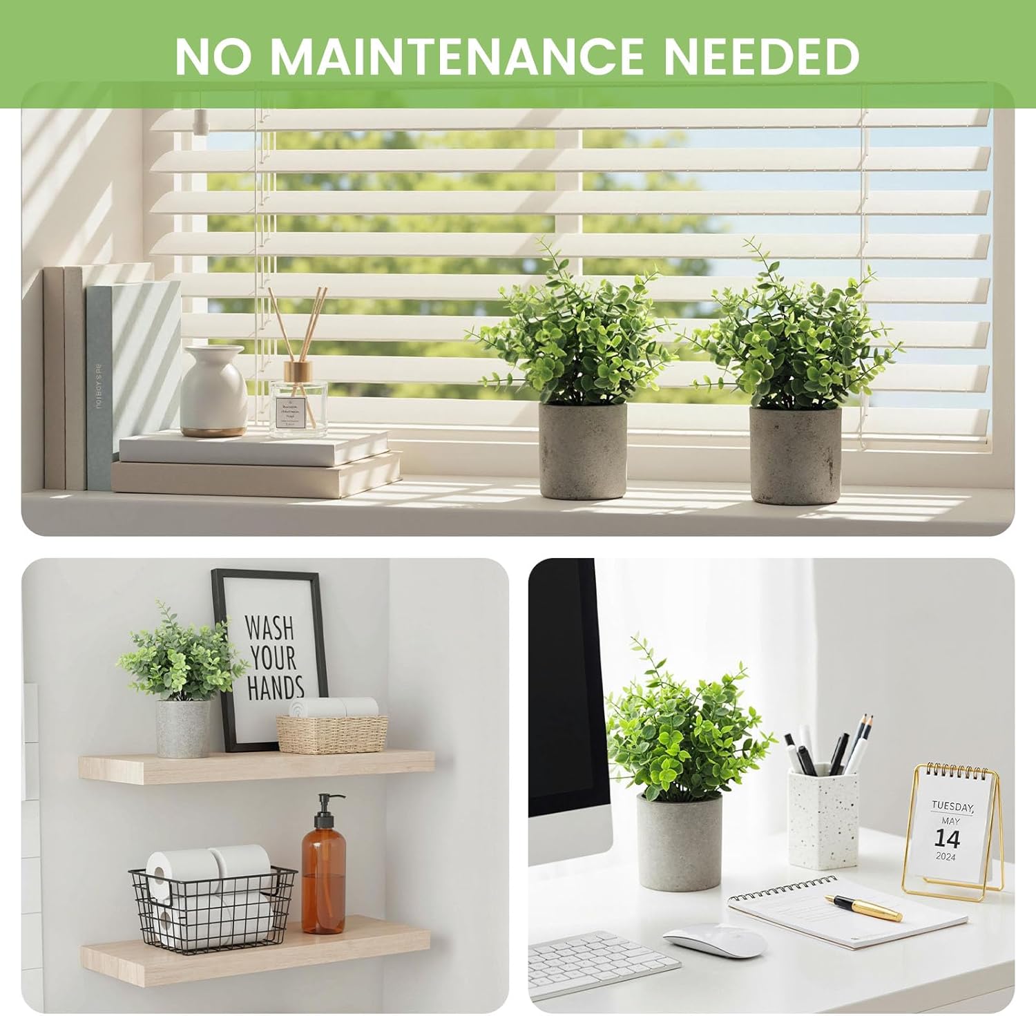 DomeStar 2 Pack Mini Artificial Potted Plants with Gift Bag & Ribbon - Gift Ready Faux Eucalyptus for Housewarming, Office Desk Decor - Cute Appreciation Gifts for Women, Coworkers, Friends - Image 6