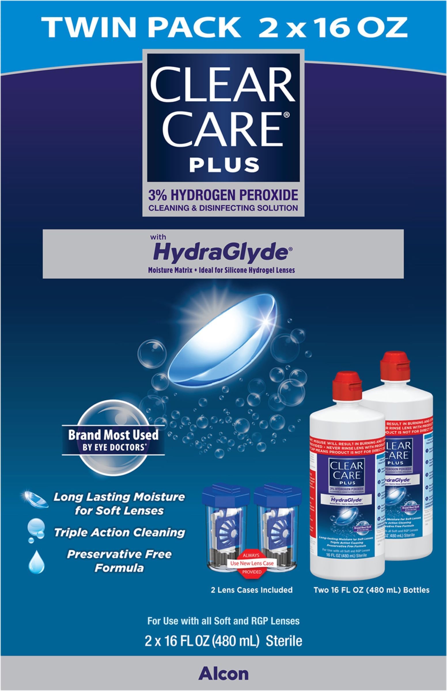 Hydraglyde Disinfecting Solution Twin Pack - 16oz
