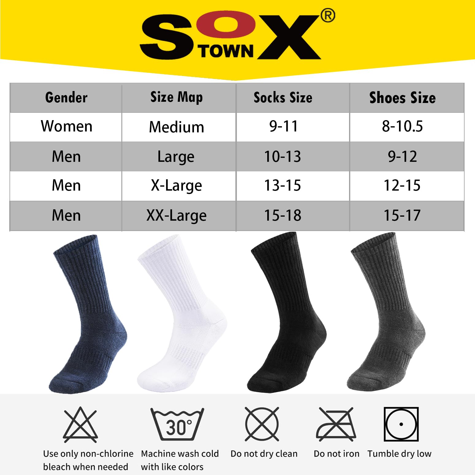 SOX TOWN Unisexowe, amortyzowane skarpety treningowe dla mężczyzn i kobiet z czesanej bawełny, odprowadzające wilgoć, oddychające, o wysokiej wydajności