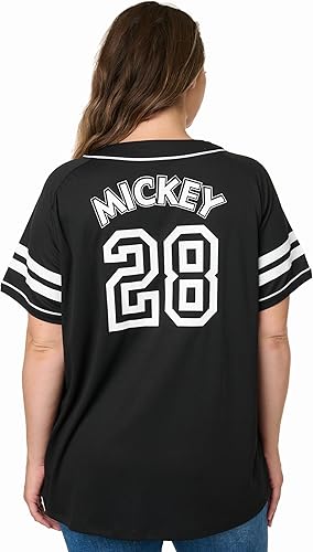 Miniatura 2 de Disney Mickey Mouse Stitch Jack Skellington Camiseta Jersey para Mujer con Botones al Frente