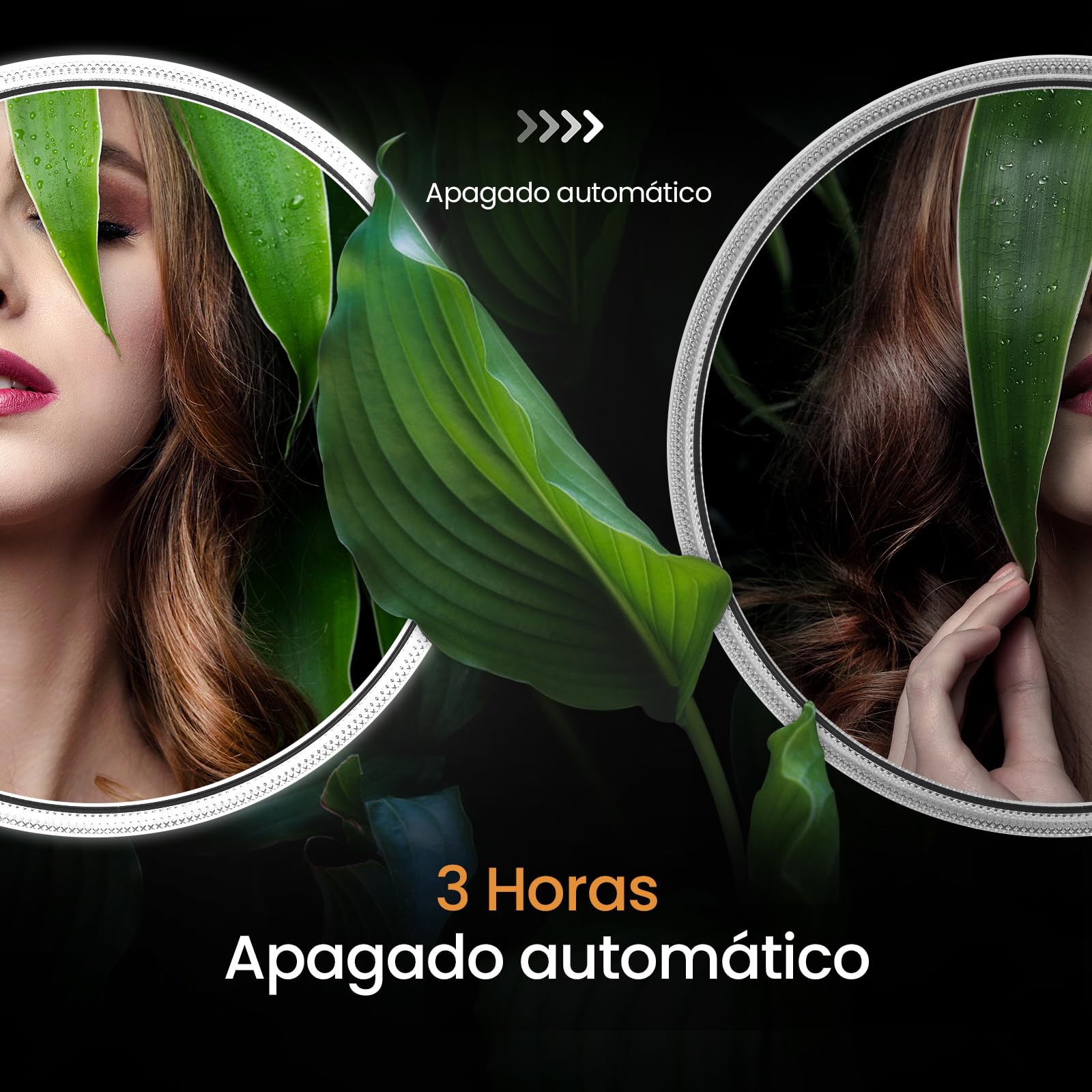 EMKE Espejo Baño con Luz Redondo 60 cm, Antivaho, Espejo LED con Interruptor Táctil, 3 Tonos de Luz Regulables, Marco Negro, IP44, Bajo Consumo,Espejo de Baño