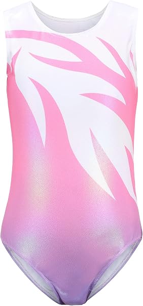 Bezioner Fille Justaucorps de Gymnastique sans Manches/Manche Longue Leotard de Ballet Danse Classique pour Enfant 3-14 Ans - 1
