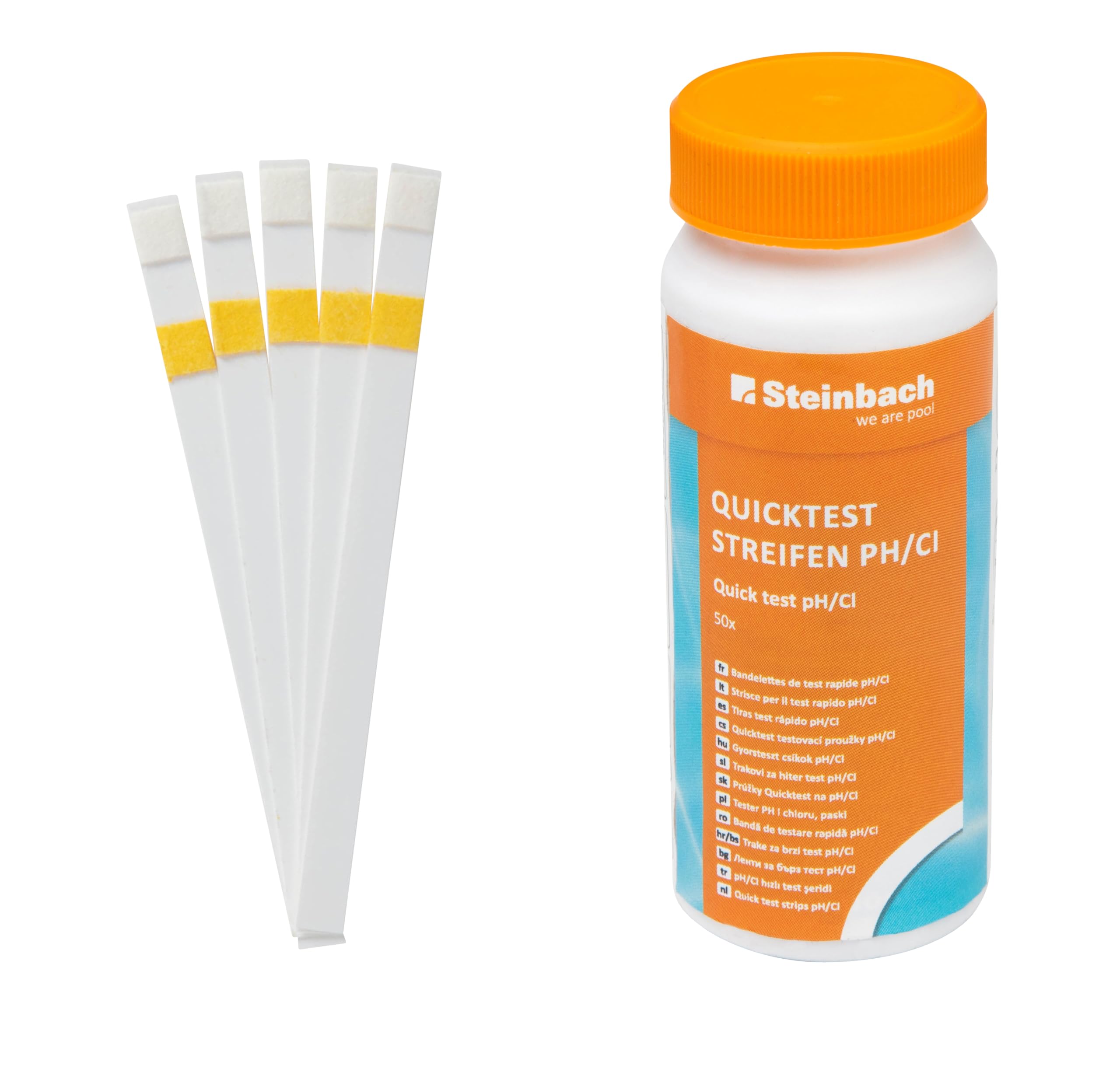 Steinbach Poolpflege Chlor Starterset - 0759001TS - 6-teiliges Komplettset für sauberes Poolwasser - Mit Chlorgranulat, Chlortabletten, Algezid, pH-Minus, Teststreifen & Thermometer