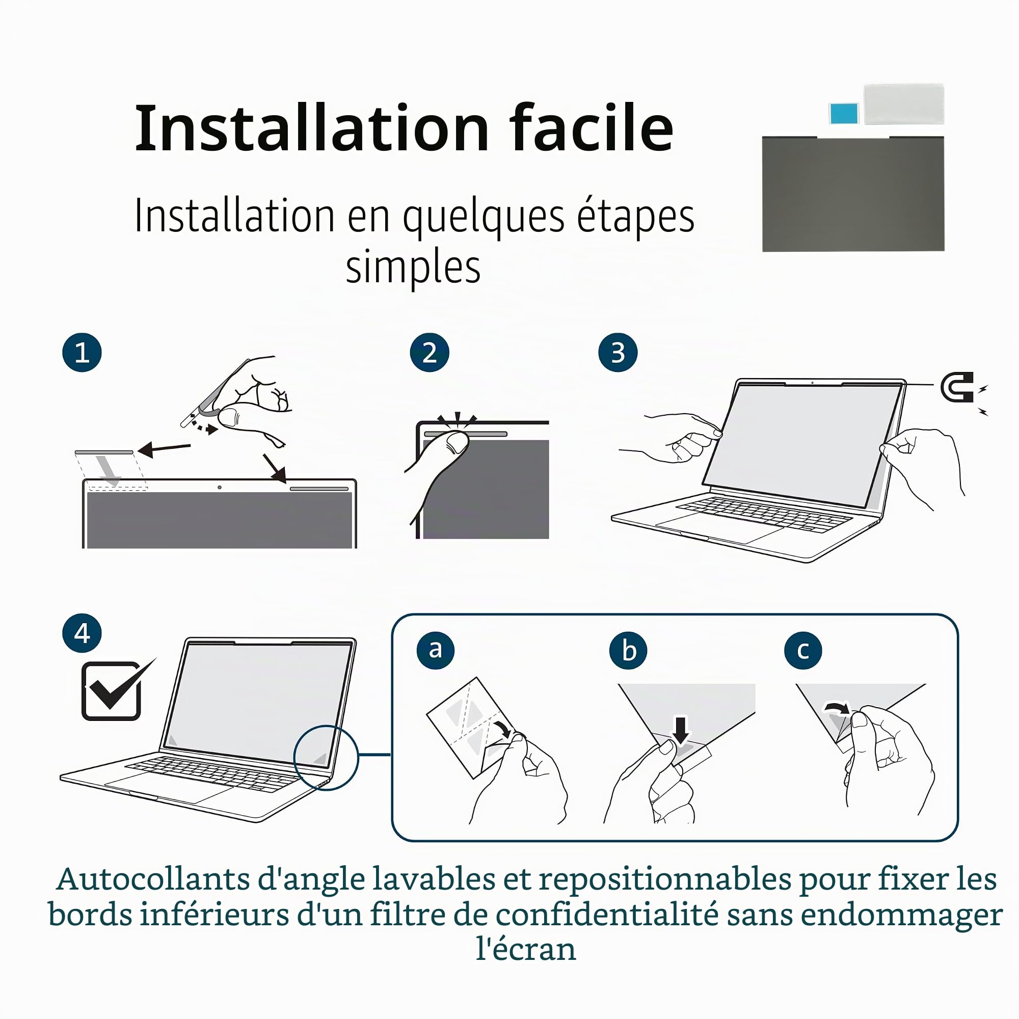 Kensington filtre de confidentialité magnétique MagPro pour écran 14'' (16:10), anti-reflets, anti lumière bleue, compatible avec les PC portables Lenovo ThinkPad, HP, Dell, K55254WW