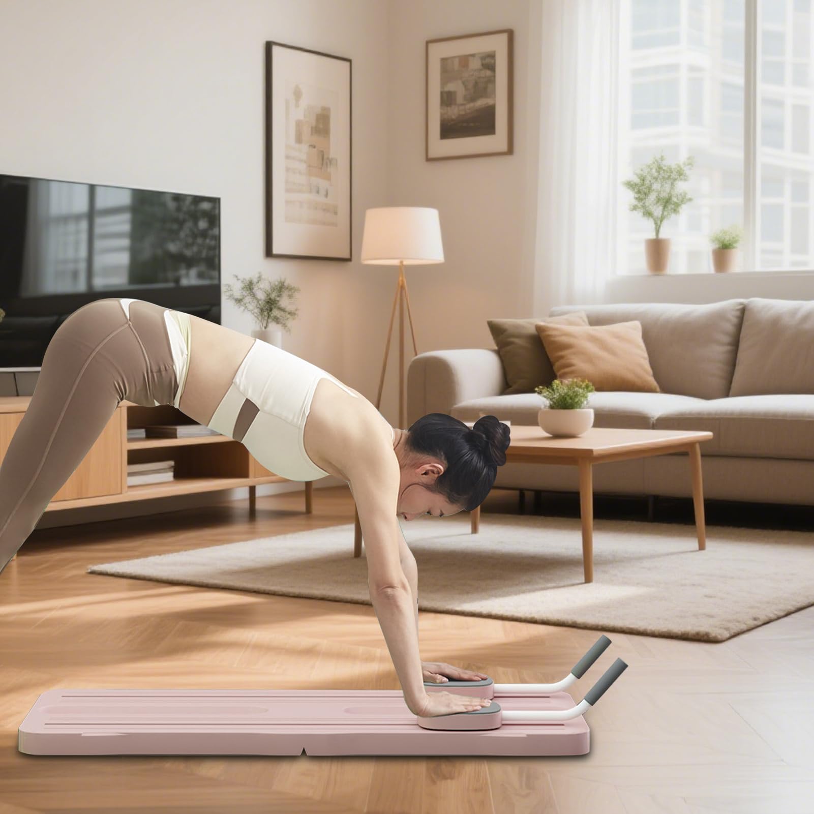 Zestaw Pilates Reformer Trening Całego Ciała, Składana Konstrukcja, | Deska do Ćwiczeń Pilates na Brzuch dla Kobiet do Domowej Siłowni, Treningu w Biurze, Rehabilitacji, po