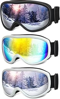 Macarrie 3 Pairs Ski Goggles over Glasses UV Protection OTG Snow Goggles Anti Fog Snowboard Goggles for Men Women Youth Sports