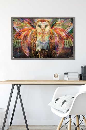Vista 56 de Trends International Jumbie - Owl Wall Poster, 34L x 22.4W, Mahogany Framed Version