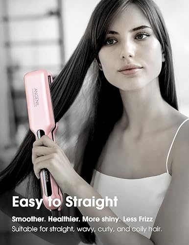 Miniatura 7 de ANGENIL Plancha de pelo de 1.6 pulgadas de ancho, alisador de pelo de doble voltaje y rizador 2 en 1 con alfombrilla de silicona resistente al calor
