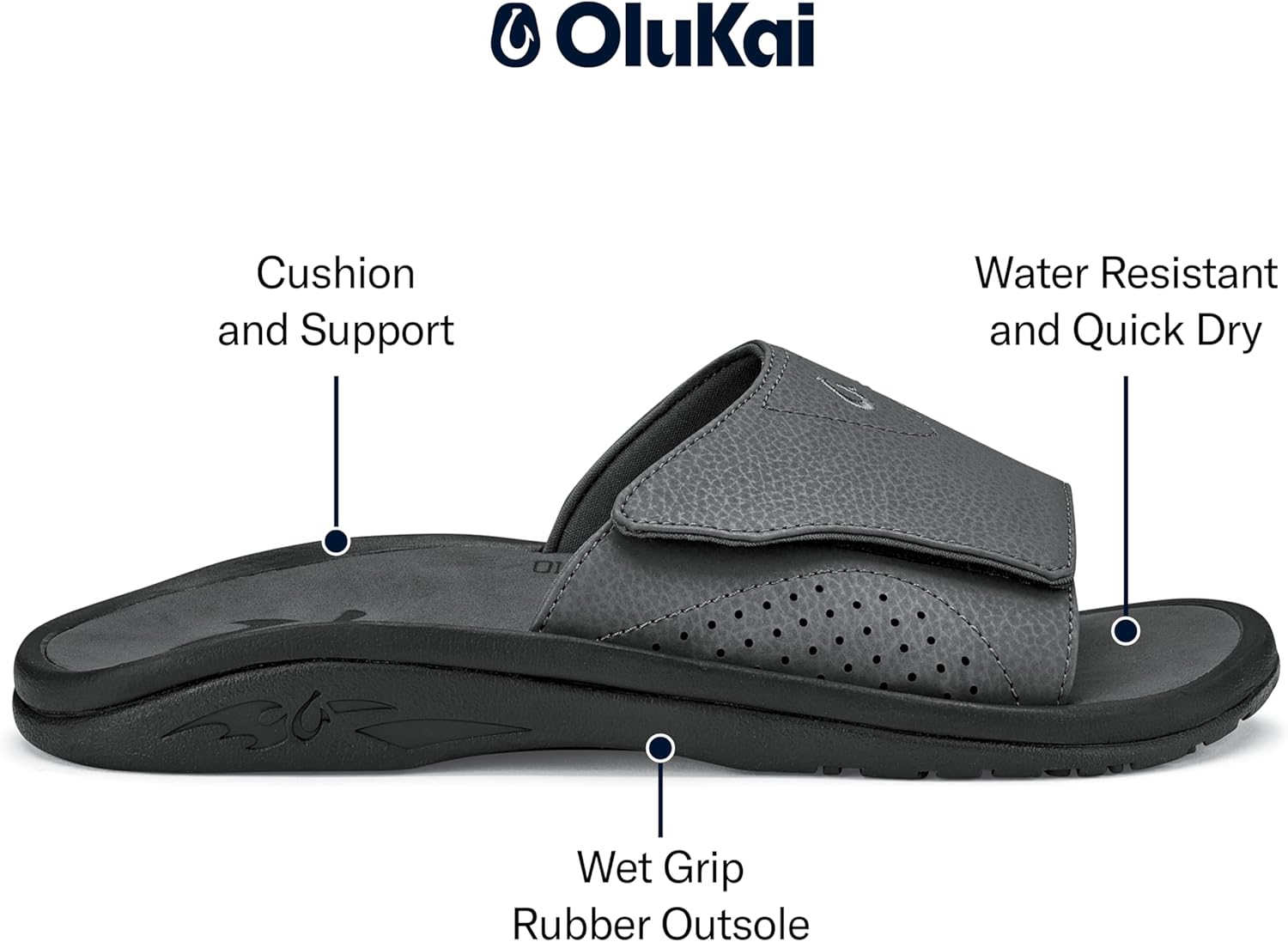 OLUKAI Nalu Slide Men's Versatile Slide Sandals, Water-Friendly & Adjustable Straps, Lightweight & Durable, All-Day Comfort & Support - Image 2