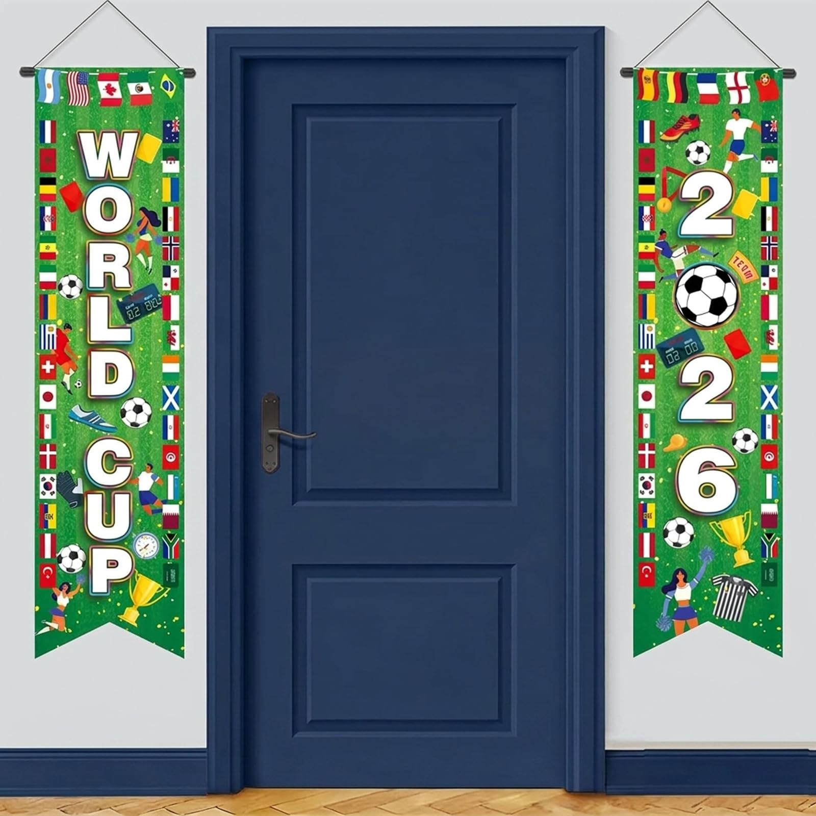2026 World Cup Football Decoration, 30 X 180 cm, Suitable for Football Party Decoration, Home Wall Corridor Front Door Background, Sports Event Curtains Hanging Banners