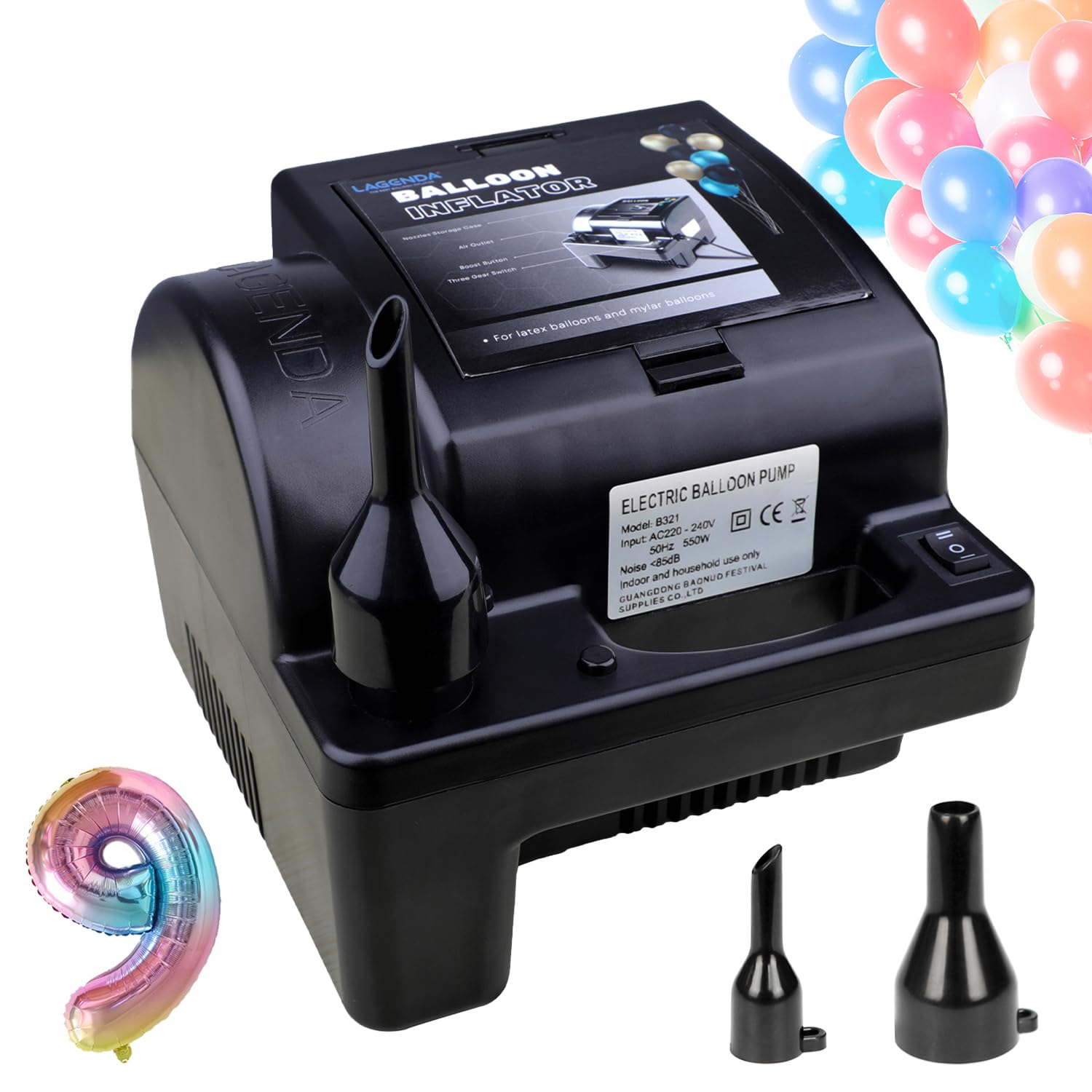 Lagenda Electric Balloon Pump Inflator, Portable Fresh Air Balloon Blower Machine, Quickly Inflate All Balloons for Party Decoration