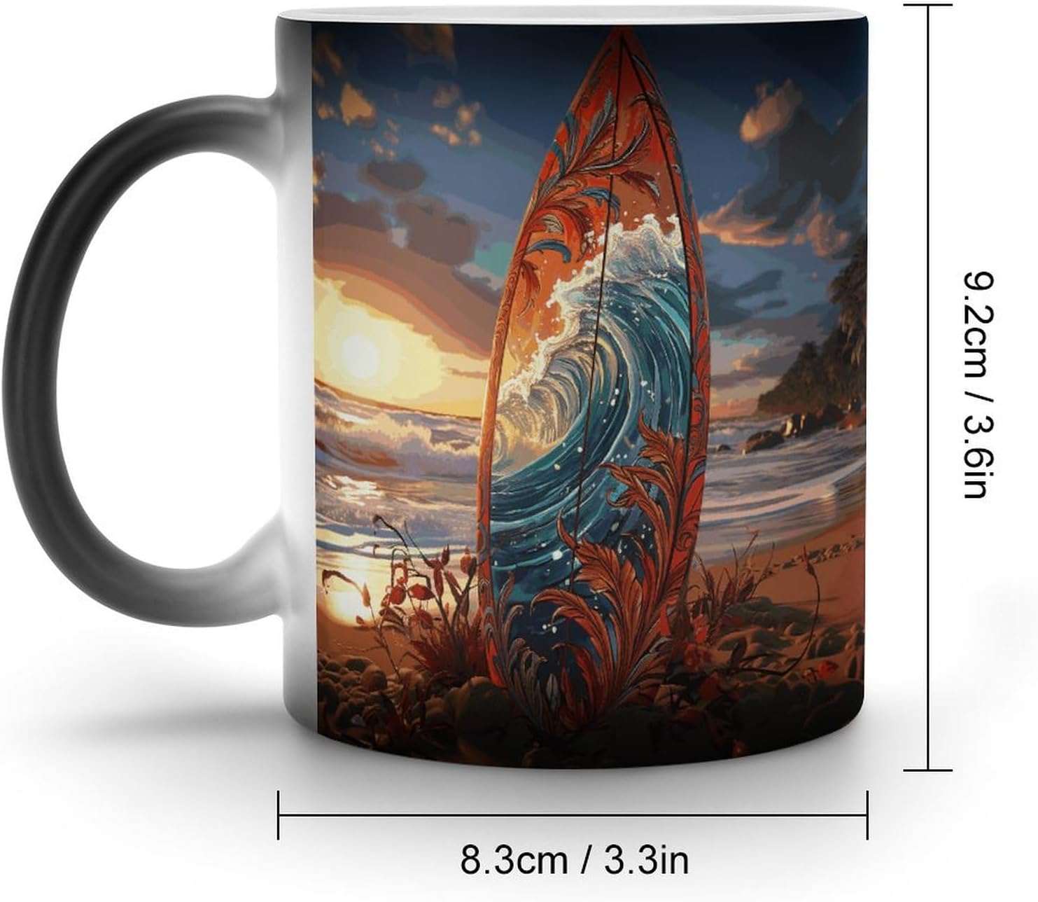 Color Changing Mug Colorful Surfboard Printed Ceramic Coffee Mug Heat Changing Sensitive Mug Magic Heat Changing Coffee Mug Novelty Coffee Mugs